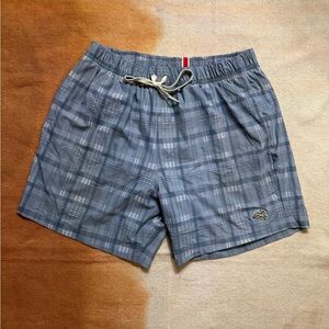 Tracksmith run cannonball run Shorts Sz L Mens Plaid Blue shorts lined